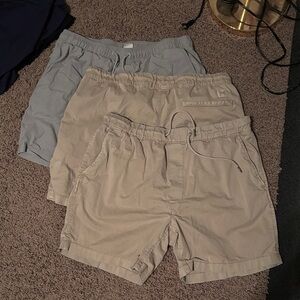 American Eagle Outfitters Flex Shorts in Tan and one pair Grey